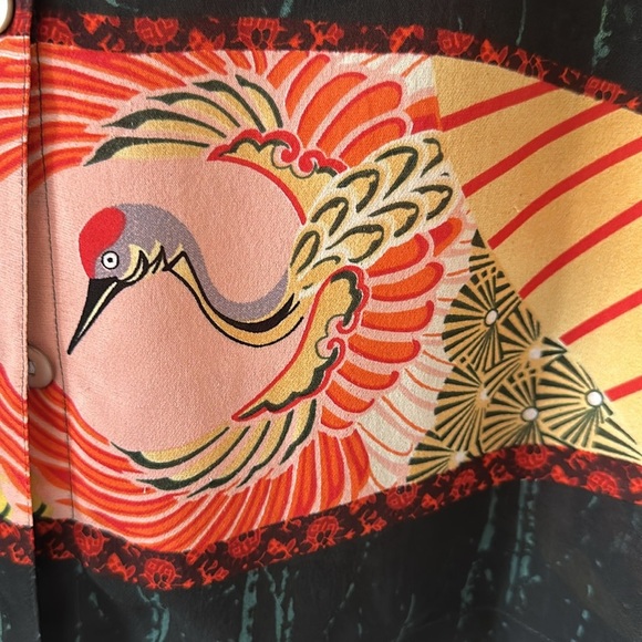 Chico's Womens 100% Silk Asian Geisha Top Blouse Red Black Sz 2(US Size 12) Chic - Picture 6 of 12